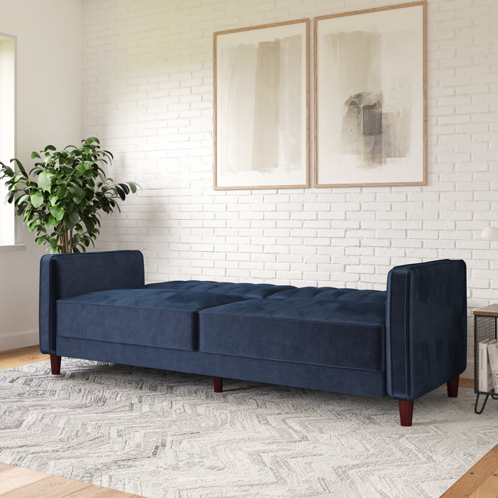 Mercury Row® Perdue 81.5" Velvet Square Arm Convertible Sleeper